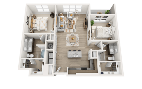 Floor plan for 2 beds, 2 baths, 1178 sqft